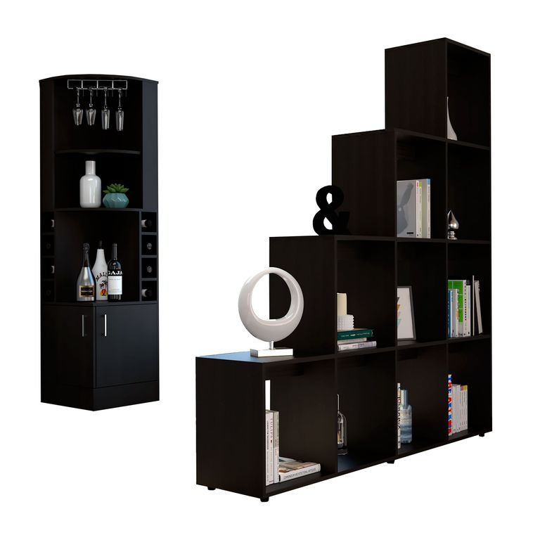Combo Bar Cava Esquinero + Biblioteca Librero Beijing