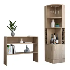 TUHOME - Combo Bar Esquinero Kava + Mueble Auxiliar Beijing Rovere
