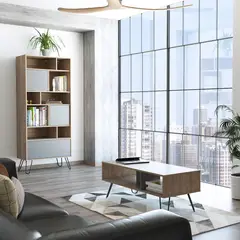 TUHOME - Combo Estante Librero + Mesa de Centro Vassel