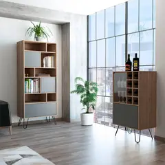 TUHOME - Combo Bar Cava + Estante Librero Vassel