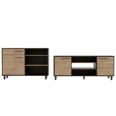 TUHOME - Combo Mesa de TV 65'' + Aparador Kaia Negro/Miel