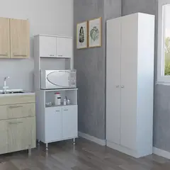 TUHOME - Combo Kitchen 5 Mueble Microondas + Optimizador Blanco