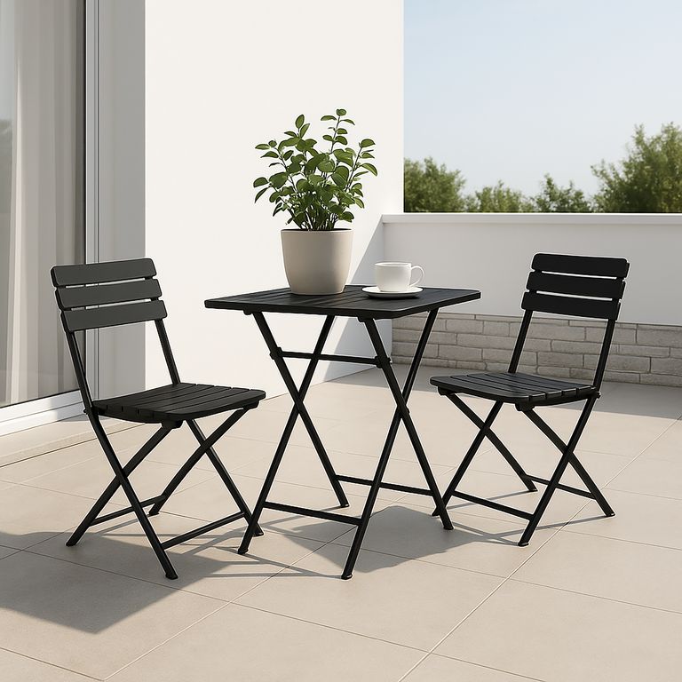 Juego de balcón mesa plegable 62cm + 2 Sillas