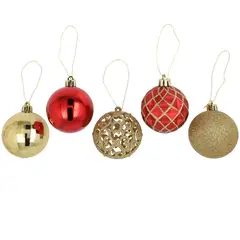 DEAR SANTA - Set 40 Esferas Rojo/Dorado Navidad 6cm