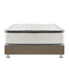 FORLI - Cama Americana Capella Pillow 1.5 Plazas + Colchón + Almohada Silicona + Protector