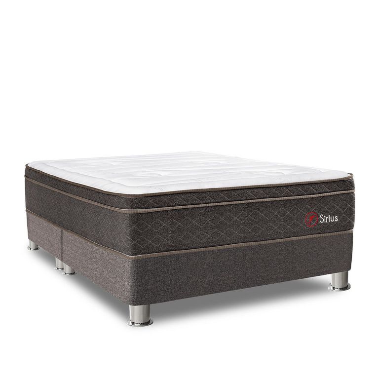 Cama Americana Sirius Queen + Colchón + 2 Almohadas + Protector