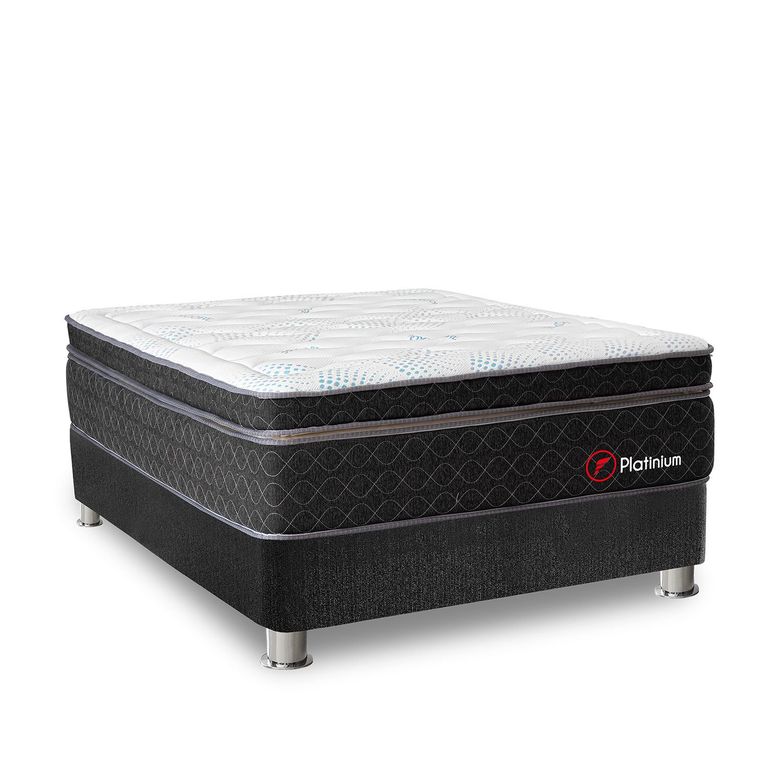 Cama Americana Platinium 2 Plazas + Colchón + 2 Almohadas + Protector