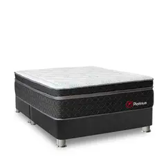 FORLI - Cama Americana Platinium King + Colchón + 2 Almohadas + Protector