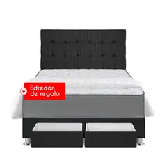 FORLI - Dormitorio Polaris con Cajones 2 Plazas + Cabecera + Almohadas + Edredón