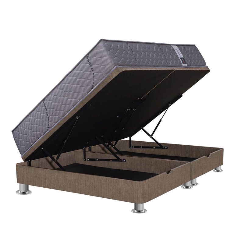 Cama Pistones Capella Forli Queen + Colchón + 2 Almohadas + Protector