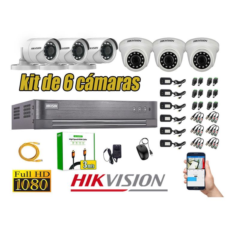 Kit 6 Camara Seguridad Full Hd Analogico Cable Hdmi