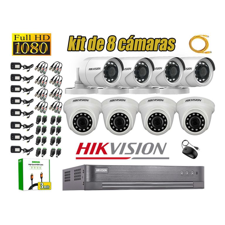 Kit 8 Camara Seguridad Full Hd Analogico Cable Hdmi