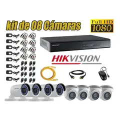 Hikvision - Kit 8 Cámaras de Seguridad Full HD 1080p P2P Vigilancia + Kit de Herramientas