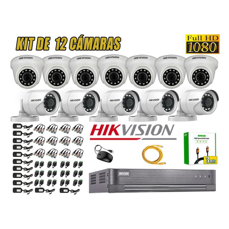 Kit 12 Camara Seguridad Full Hd Analogico Cable Hdmi