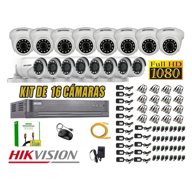 Kit 16 Camara Seguridad Full Hd Analogico Cable Hdmi