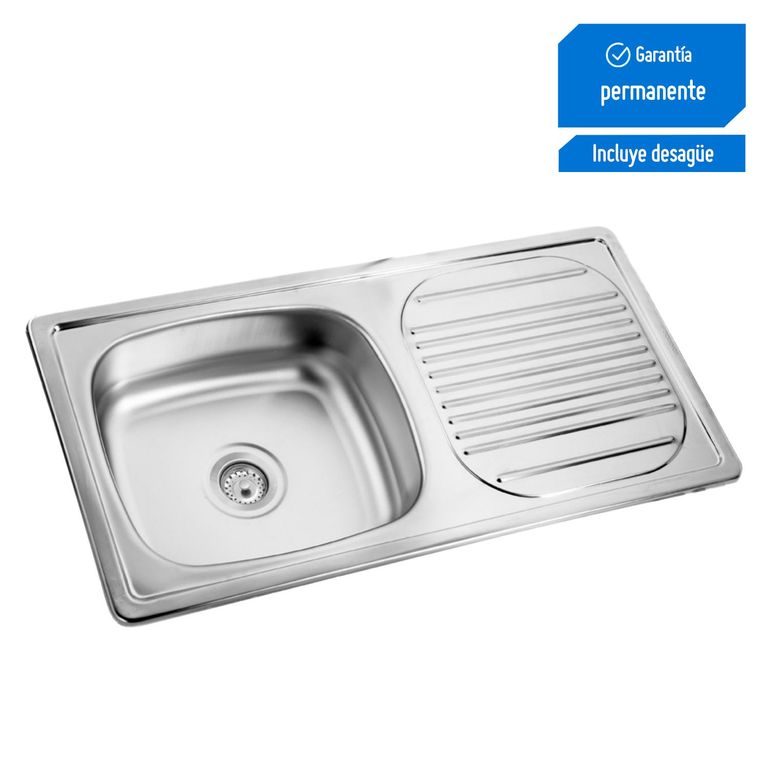 Lavadero de Cocina Acero Inoxidable 1 Poza con Escurridor 89.3x46cm