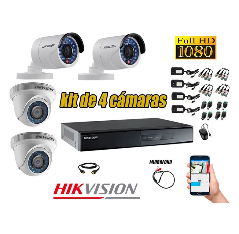 Kit 4 Camara Seguridad Full Hd 1 Camara Con Audio + Cable Hdmi Oferta