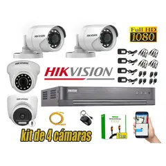 Hikvision - Kit 4 Camara Seguridad Full Hd 1 Camara Con Audio + Cable Hdmi Oferta