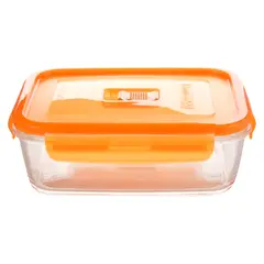 LUMINARC - Táper Hermético Rectangular 0.38L con Tapa Naranja