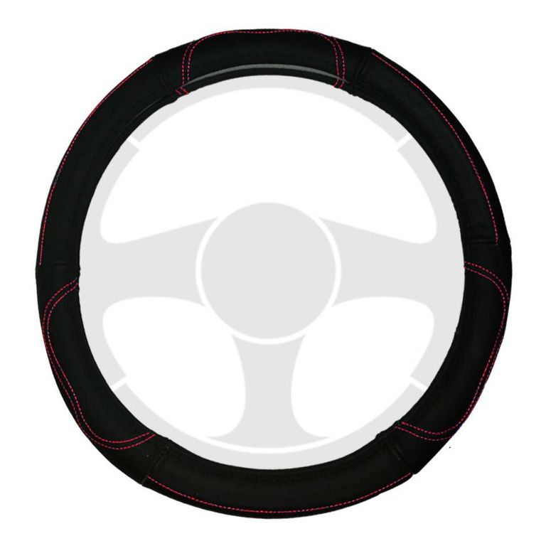 Funda Cubre Volante Para Auto Tecgo Cuero Negro y Rojo
