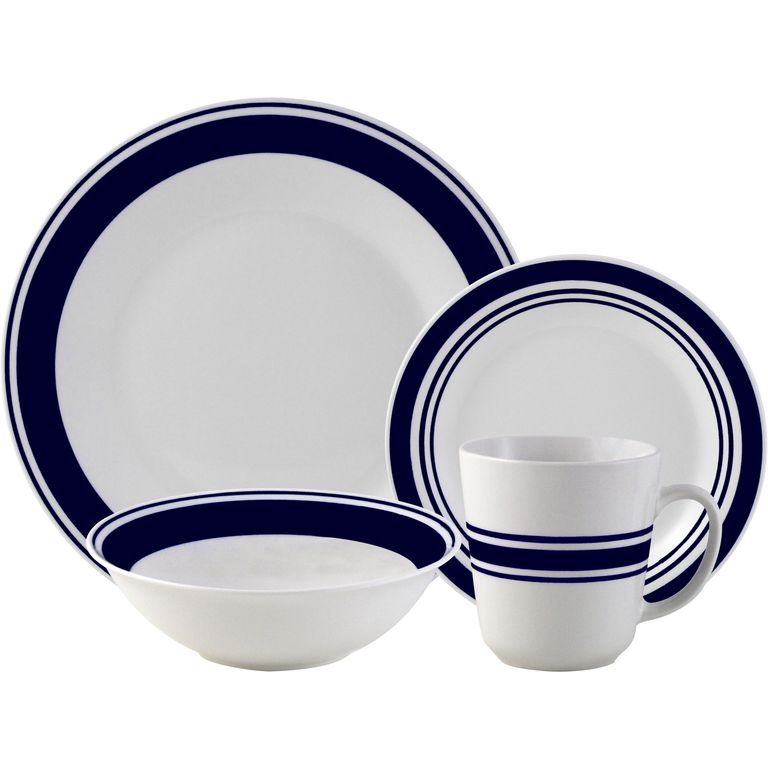 Juego de vajillas Porcelana Clásico Blanco y azul 16 Piezas