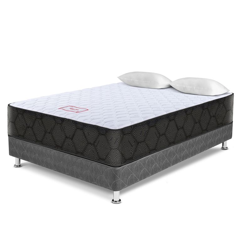 Cama Paraíso Edén Plus 2 Plazas Azul + Colchón + 2 Almohadas + Protector