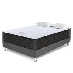 PARAISO - Cama Paraíso Edén Plus 2 Plazas Azul + Colchón + 2 Almohadas + Protector