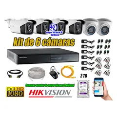 HIKVISION - Cámaras de Seguridad Kit 6 Full HD 2TB WD + Exterior Mayor Alcance Varifocal KIT06-FHD-E051