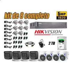 HIKVISION - Cámaras de Seguridad Kit 8 5MP | 04 Camaras Audio Incorporado Disco 2TB WD