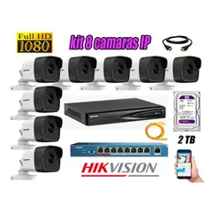 HIKVISION - Camara de Seguridad Ip Full HD 1080P Exterior Kit 8 Disco 2TB WD Purpura