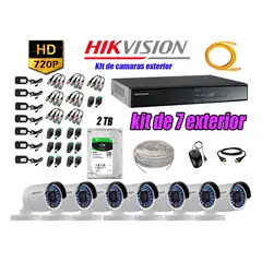 HIKVISION - Cámaras de Seguridad Exterior Kit 7 HD 720P + Disco 2TB WD CCTV