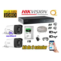 HIKVISION - Cámaras de Seguridad Exterior It3F Kit 2 Full HD 1080P + Disco 1TB WD CCTV