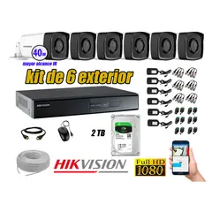 HIKVISION - Cámaras de Seguridad Exterior It3F Kit 6 Full HD 1080P + Disco 2TB WD CCTV