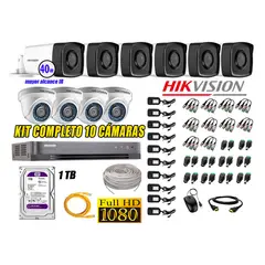 HIKVISION - Kit Cámara de Seguridad Kit 10 Full HD 1080P 1TB + Cámara de Seguridad Exterior Mayor Alcance IT3F KIT10-FHD-D106