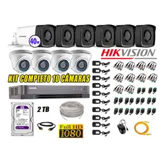 HIKVISION - Kit Cámara de Seguridad Kit 10 Full HD 1080P 2TB + Cámara de Seguridad Exterior IT3F P2P