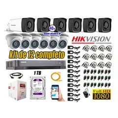 HIKVISION - Kit Cámara de Seguridad Kit 12 Full HD 1080P 1TB + Cámara de Seguridad Exterior IT3F P2P