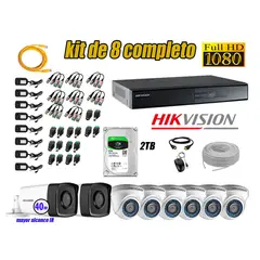 HIKVISION - Kit Cámara de Seguridad Kit 8 Full HD 1080P 2TB + Cámara de Seguridad Exterior Mayor Alcance IT3F KIT08-FHD-D074