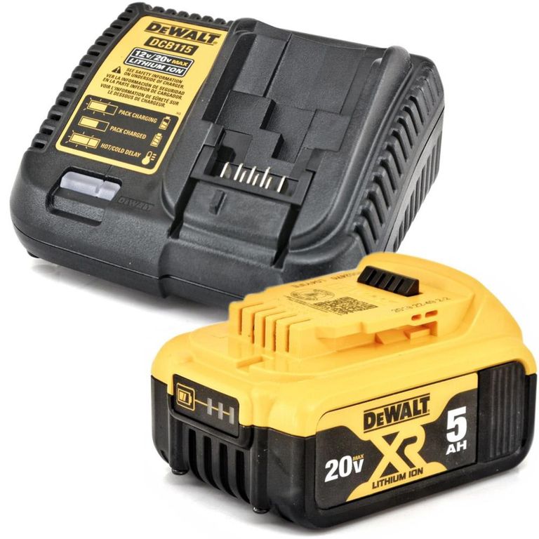 Bateria 5.0Ah 20V Max DCB205 + Cargador 12/20V DCB115 Dewalt