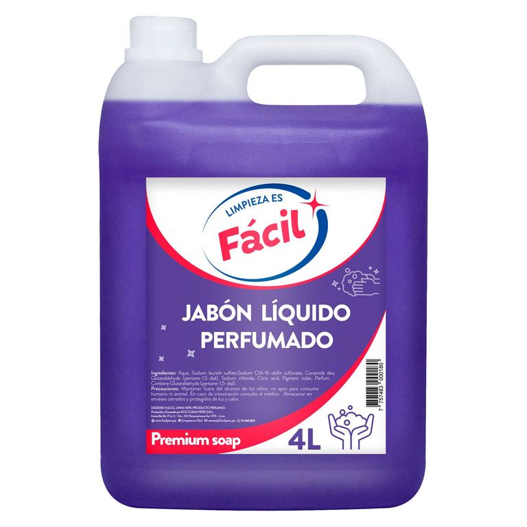Jabón Líquido Perfumado Premium Fácil 4L