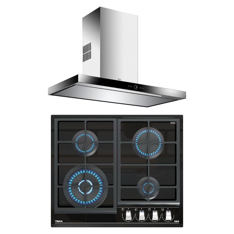 Combo Cocina Empotrable 4 Quemadores GZC-64320 + Campana 90cm DPL-986T