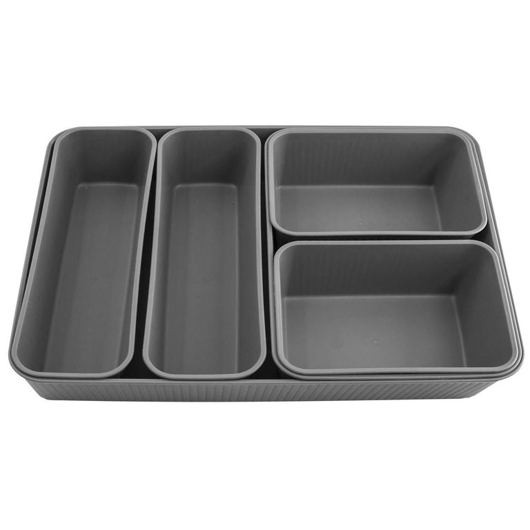 Set 6 Organizadores Plástico Multiuso Gris