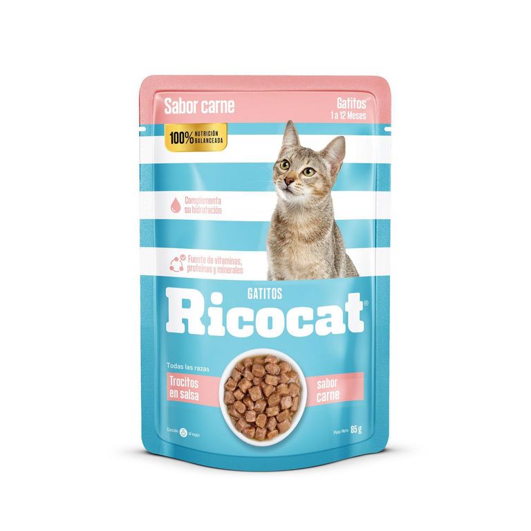 Ricocat Alimento Húmedo para Gato Cachorro Sabor Carne 85 gr