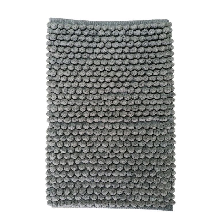 Piso de Baño Rectangular de Algodón Cubes 40x60cm Gris