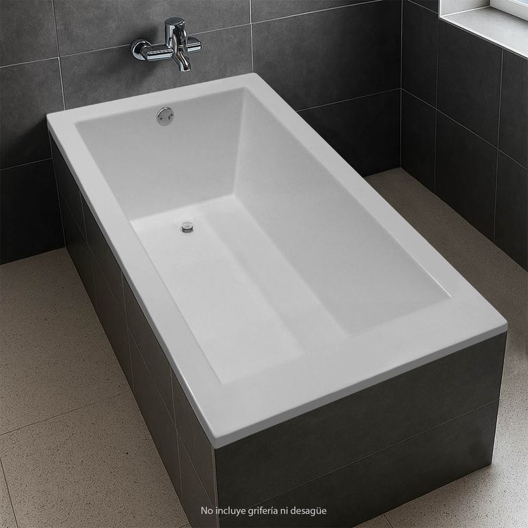 Tina de Baño Rectangular Minimalista 140x80cm Blanca