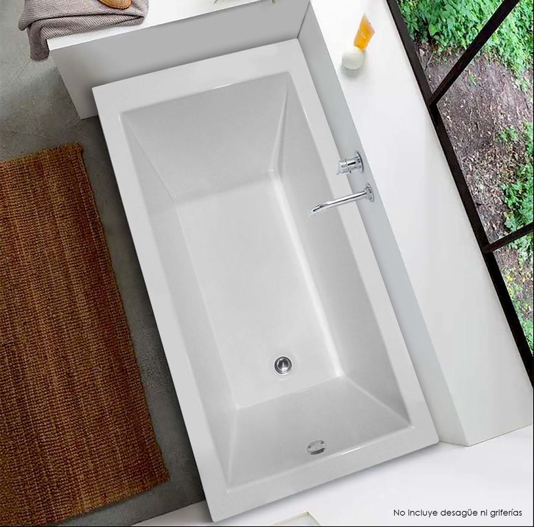Tina de Baño Rectangular Minimalista 150x80cm Blanca