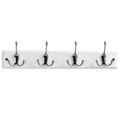 JUST HOME COLLECTION - Perchero de Pared 4 Ganchos Triple Blanco