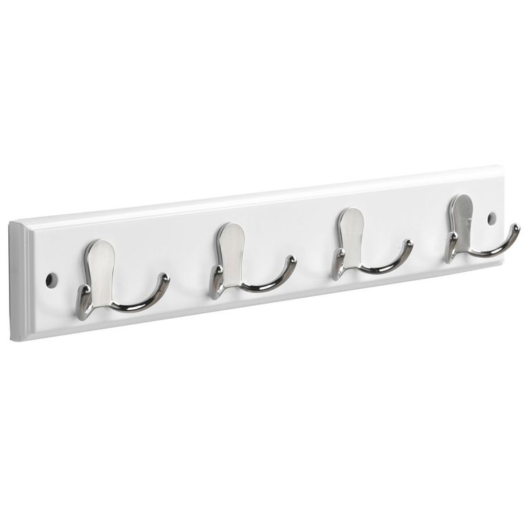 Perchero de Pared 4 Ganchos Doble Blanco