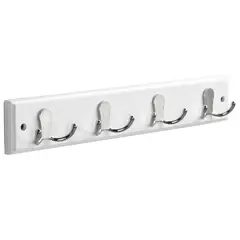 JUST HOME COLLECTION - Perchero de Pared 4 Ganchos Doble Blanco