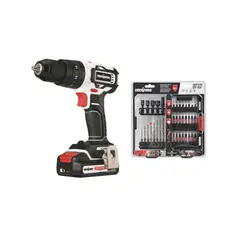 UBERMANN - Taladro Percutor Multiforce Inalámbrico Ubermann 13 mm 20V + 2 Baterías + Set 37 Brocas HSS de Mango Hexagonal y Brocas de Impacto Ubermann