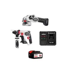 UBERMANN - Esmeril Angular Inalámbrico Multiforce Ubermann  4 1/2" 20v (Sin batería) + Batería Recargable Multiforce 20V 4Ah Ubermann + Cargador de Batería 20V Ubermann + Rotomartillo Multiforce SDS Plus Inalámbrico Ubermann 2J 20V (Sin batería)